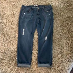 CAbi size 12 distressed slim boyfriend jeans